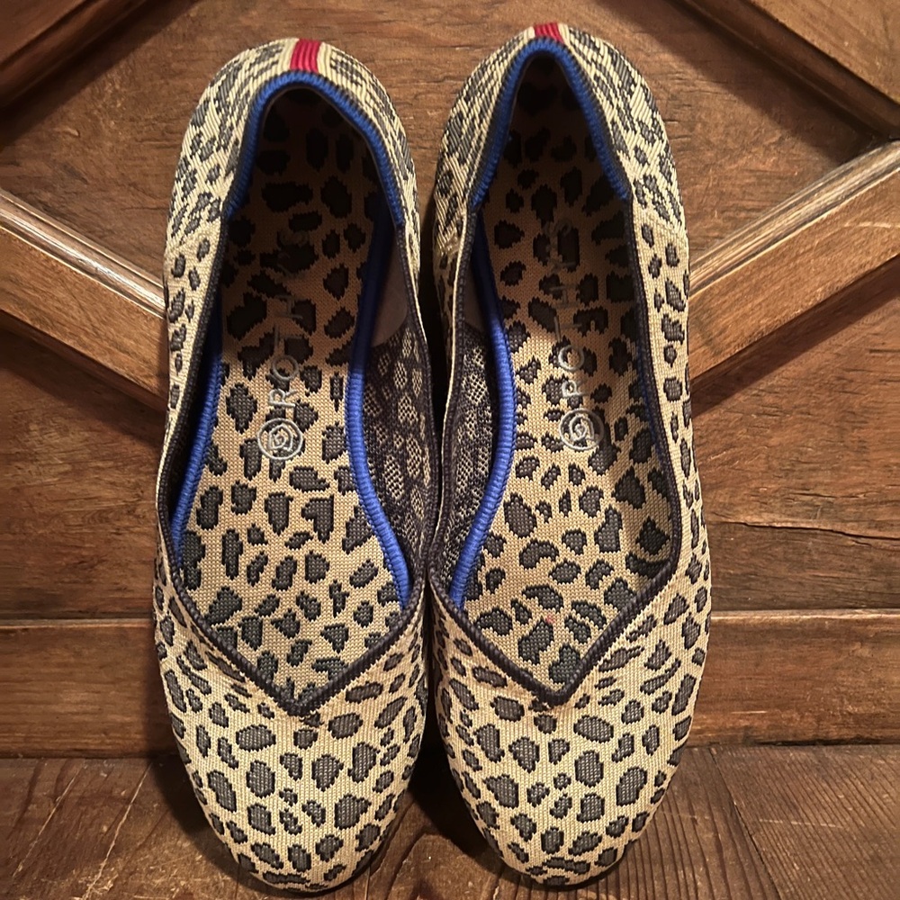 Rothy's Tan and Black Animal Print Flats